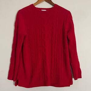 J.Jill Chenille Cable Cord Crew Neck Sweater Red Size S
